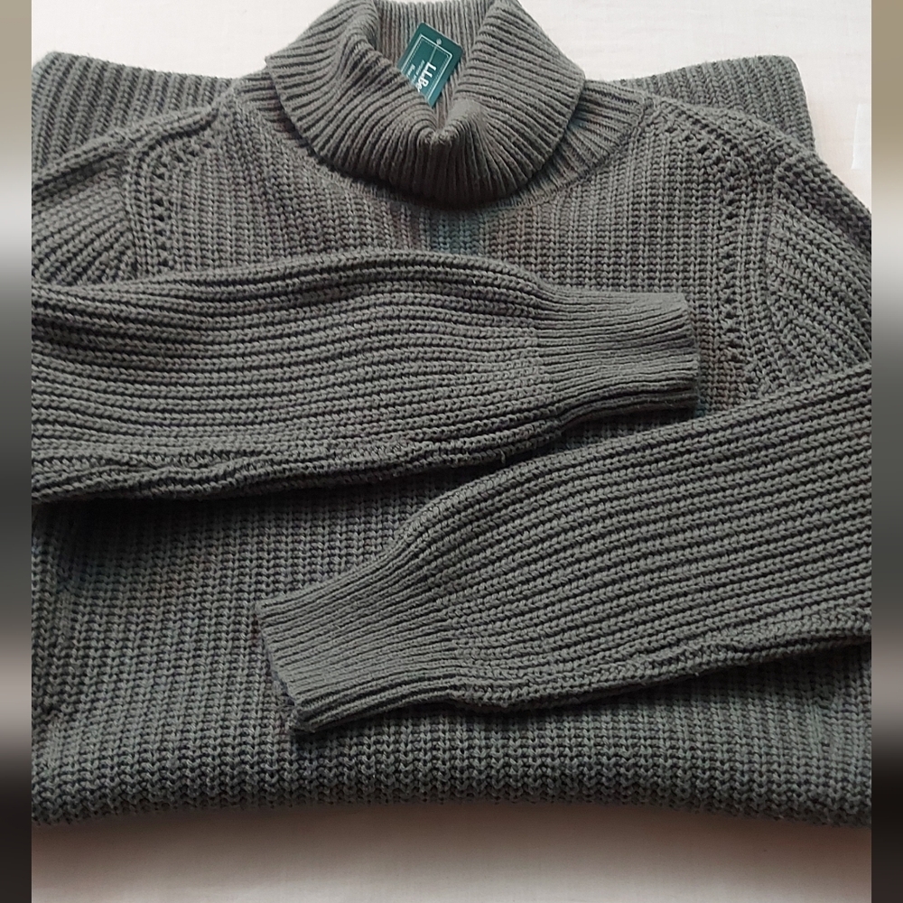 L.L.Bean Olive Chunky Knit Turtleneck Sweater Dress | NWT | Size XL